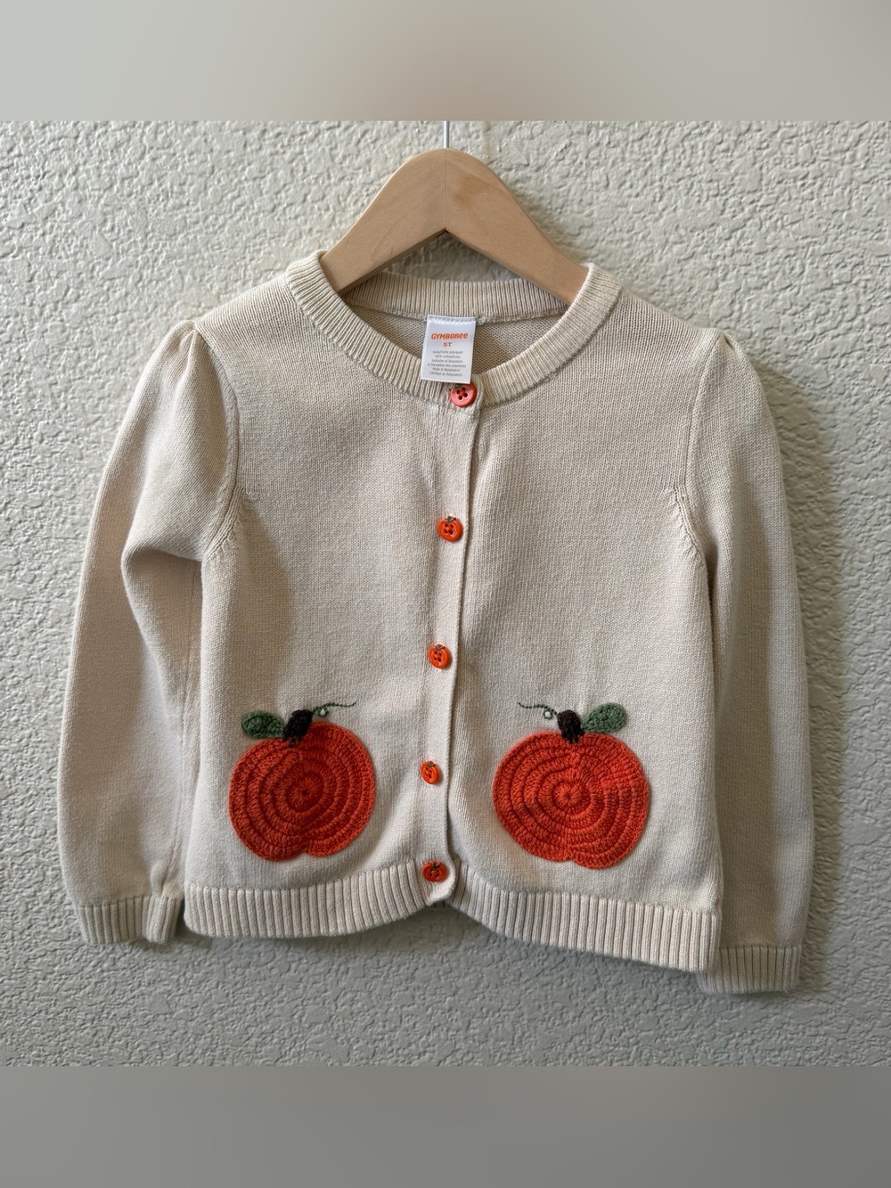 Gymboree youth girls size 5T cream button up cardigan fall vibes/ pumpkin patch